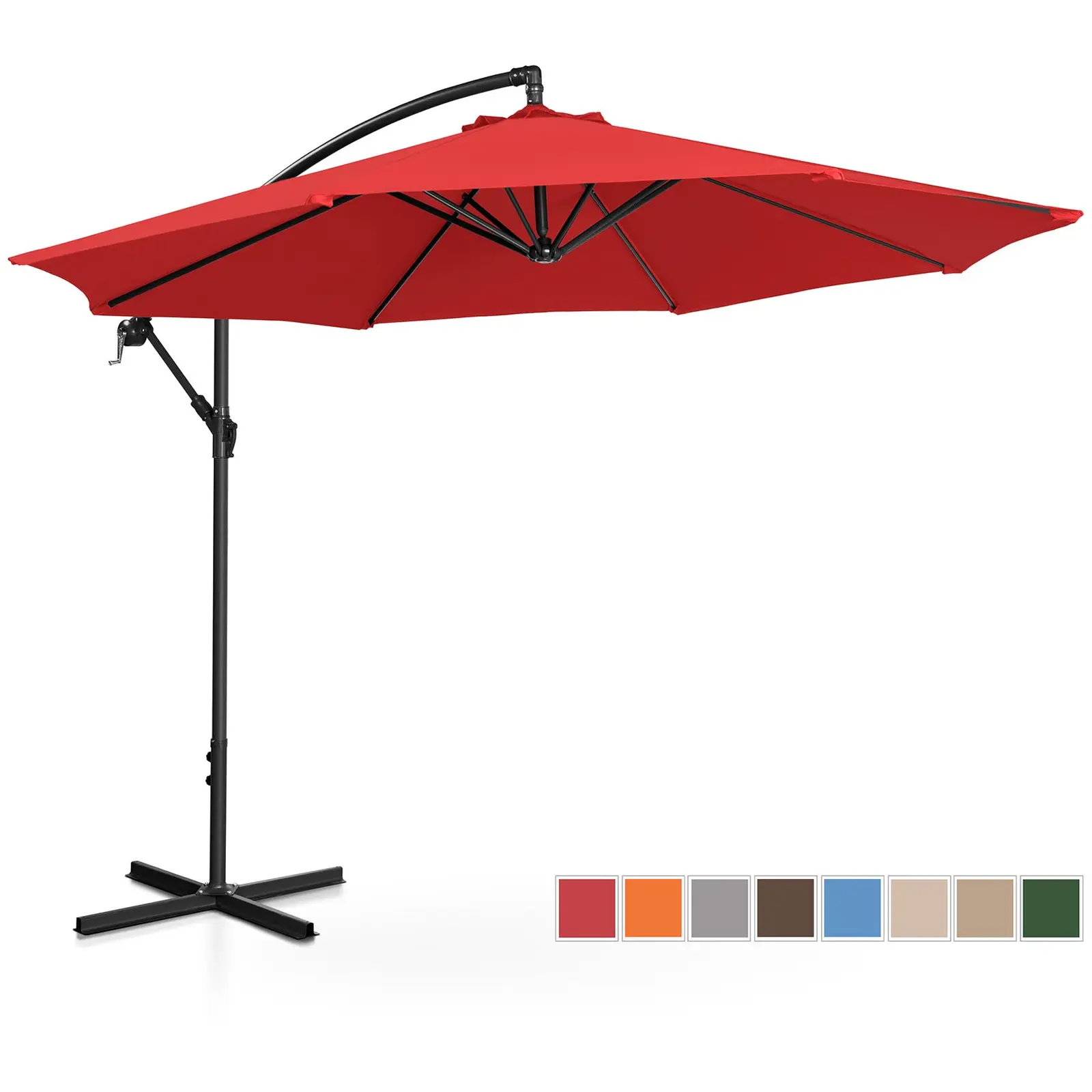 Aurinkovarjo - punainen - pyöreä - Ø 300 cm - kallistettava