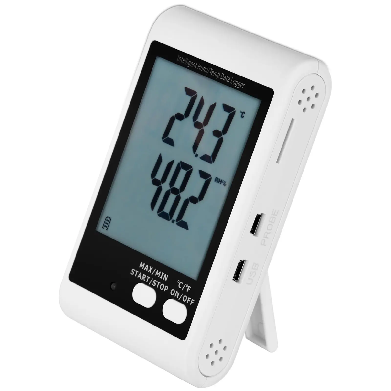 Dataloggeri - lämpötila + kosteus - LCD - (-40)…+125 °C - 0 - 100 % RH - ulkoinen anturi