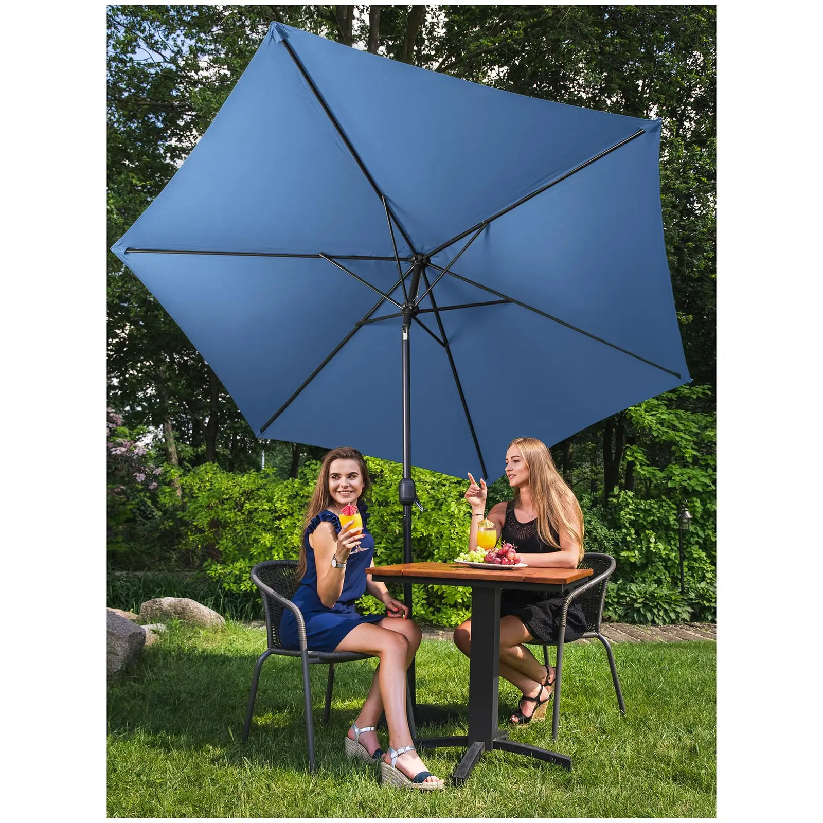Aurinkovarjo iso - sininen - kuusikulmainen - Ø 300 cm - kallistettava
