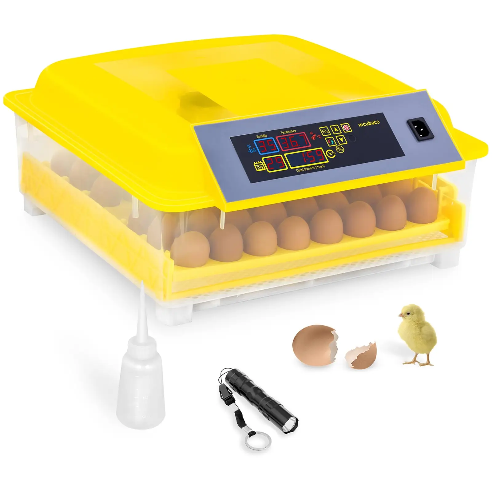Hautomakone - 48 munaa - sis. läpivalaisulampun ja kostuttimen - täysautomaattinen