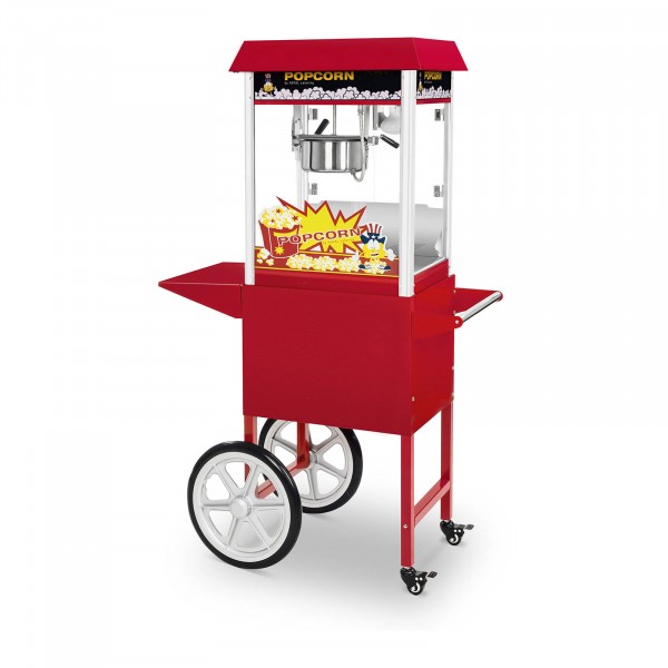 Popcorn-kone ja kärry - 1 495 W - retrotyyli - punainen