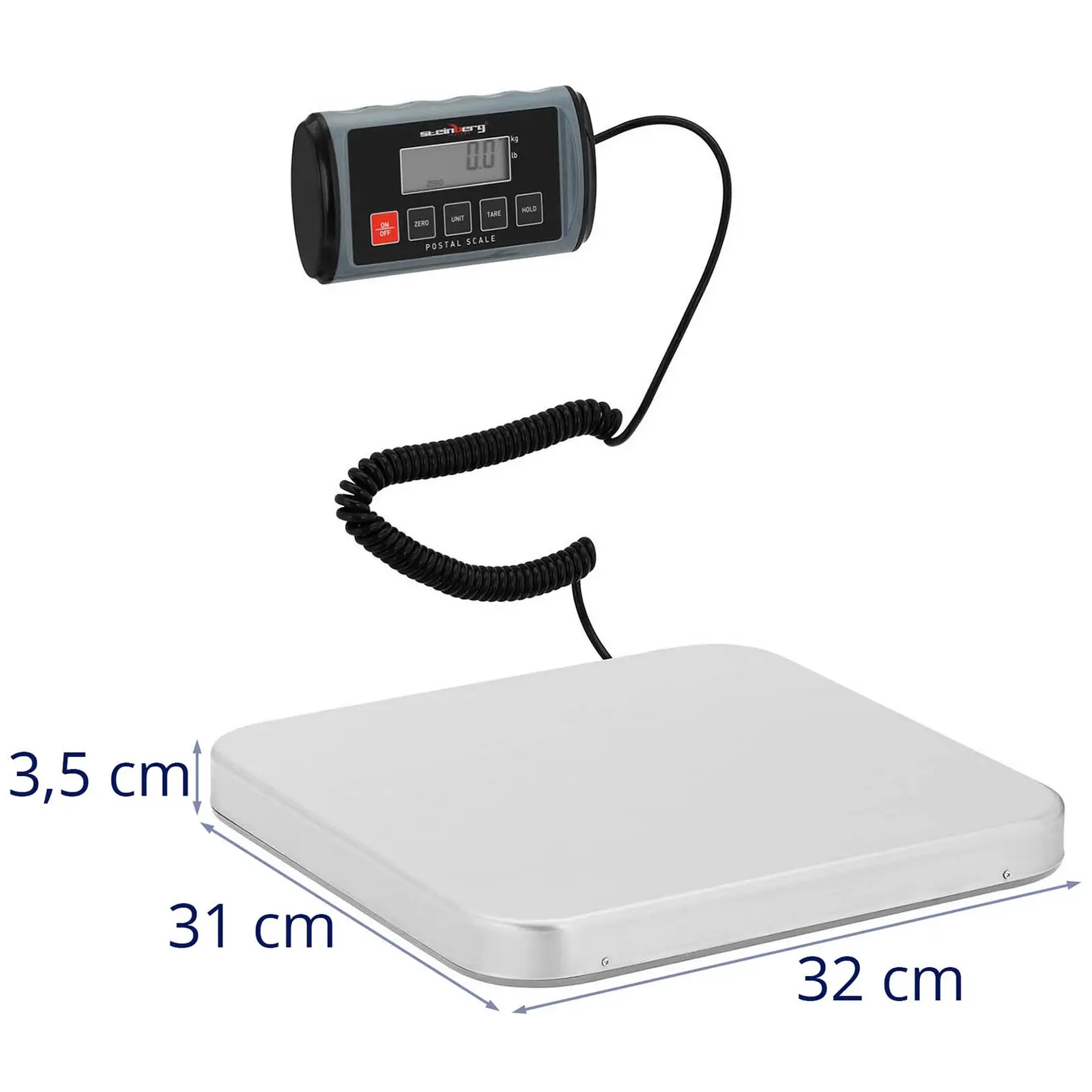 Pakettivaaka - 200 kg / 0,1 kg - 31 x 32 cm - ulkoinen LCD-näyttö