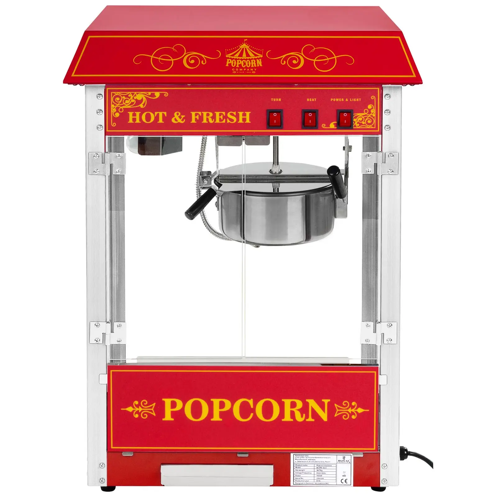 Popcornkone - retrotyyli - punainen