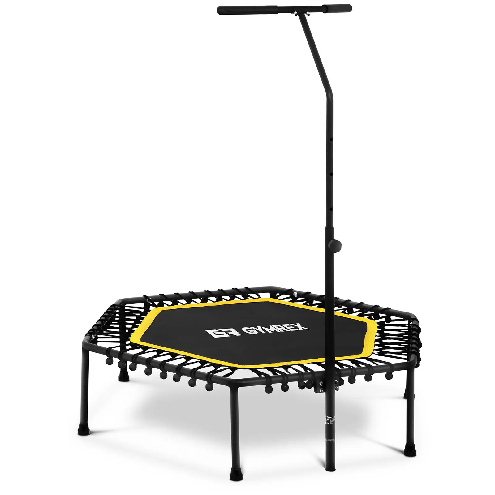 Fitness-trampoliini - tukikahvalla - keltainen